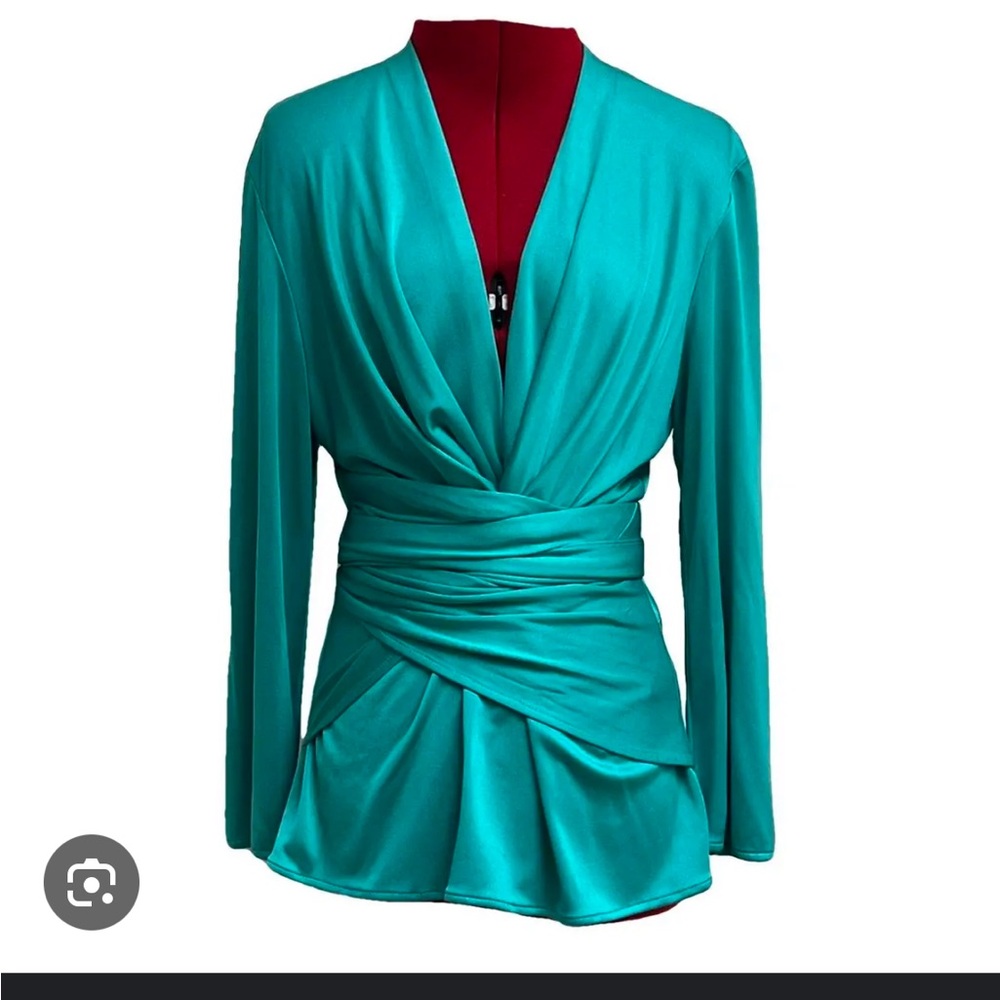 Issa London green silk wrap blouse